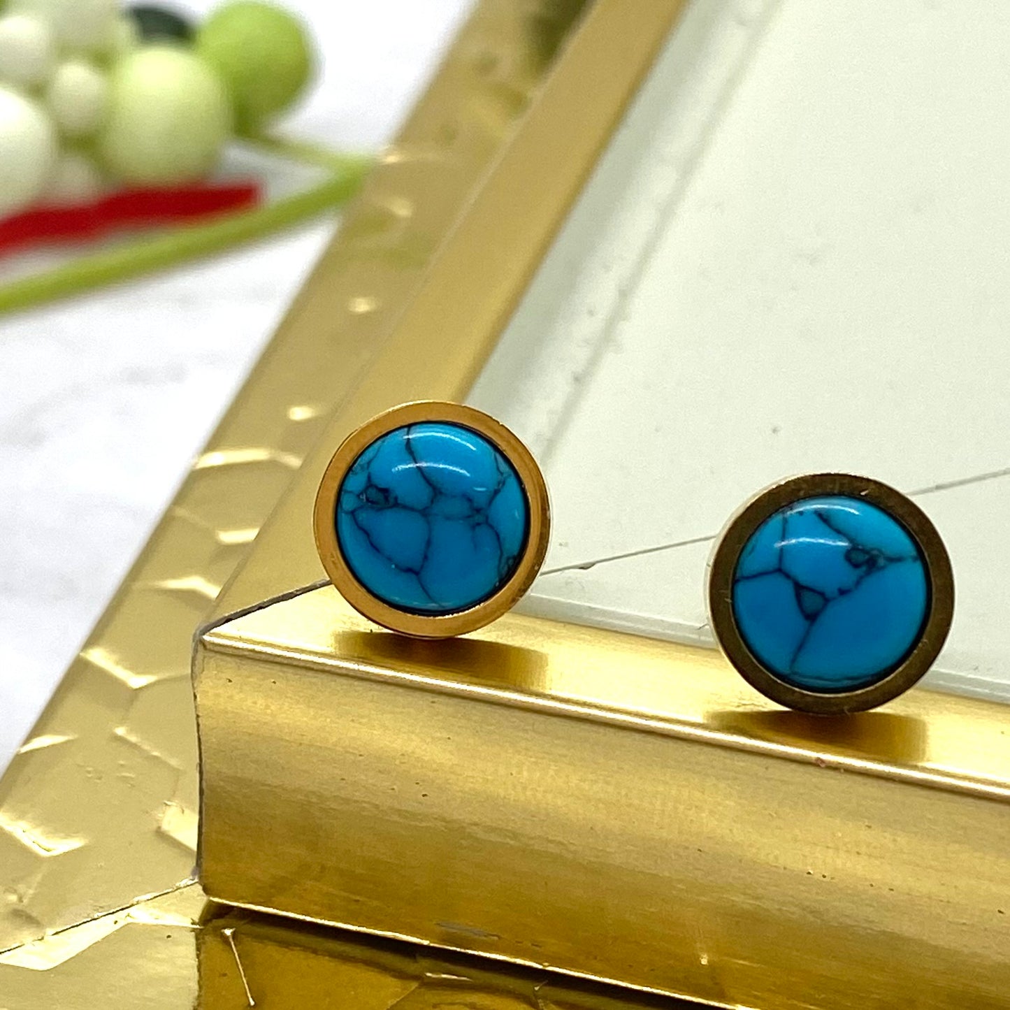 Stainless Steel Turquoise Stud Earrings, Post Earrings, Dainty earrings For Women