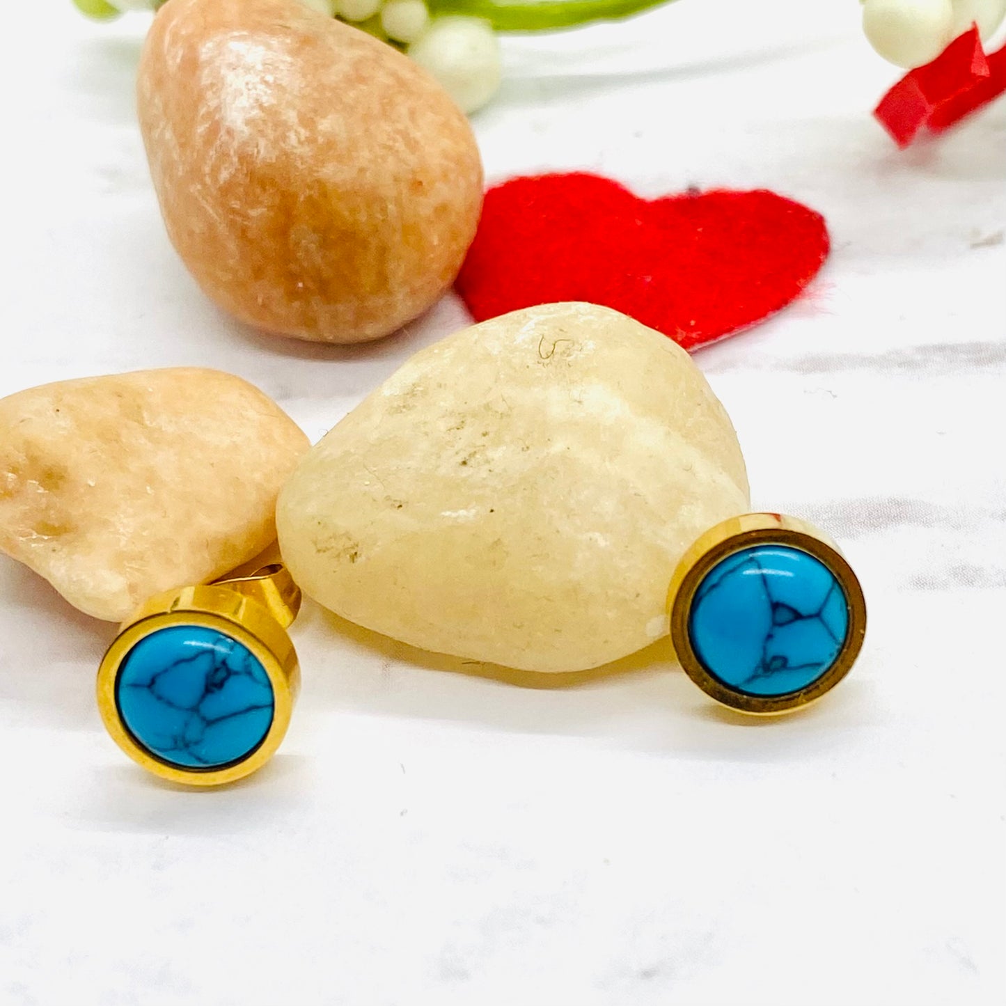 Stainless Steel Turquoise Stud Earrings, Post Earrings, Dainty earrings For Women