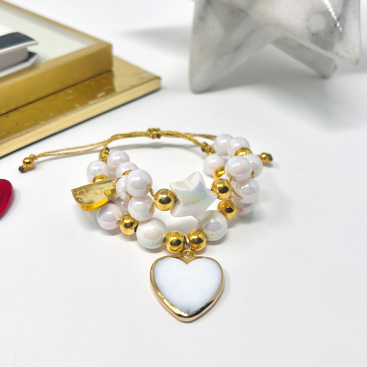Handmade beads bracelet sets with Heart pendant