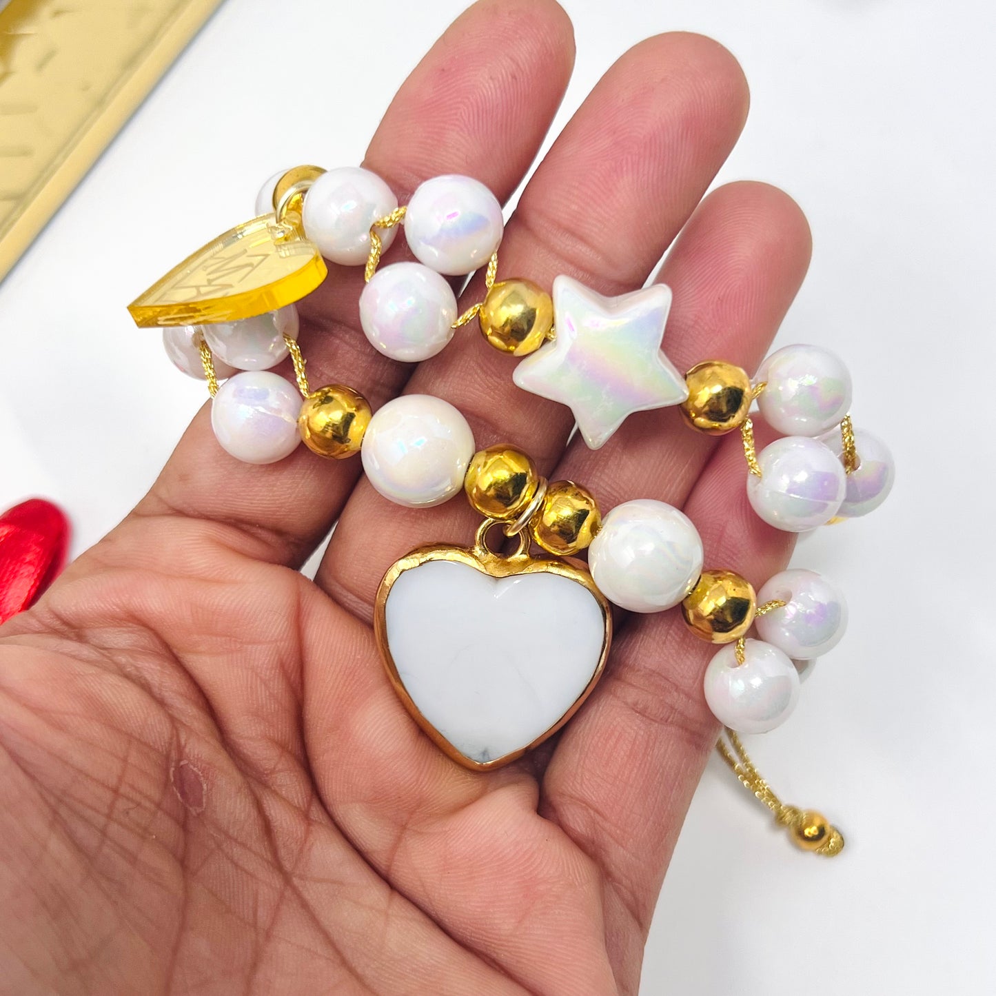 Handmade beads bracelet sets with Heart pendant