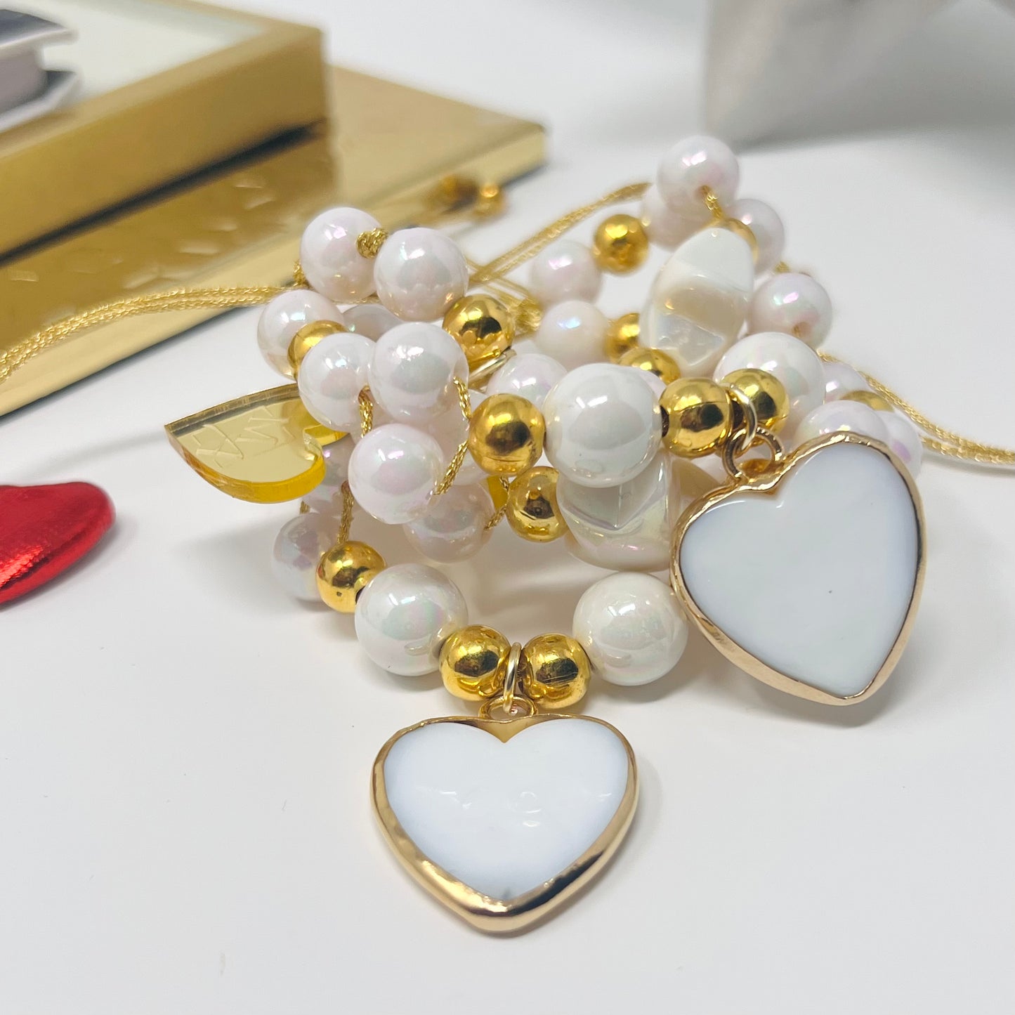 Handmade beads bracelet sets with Heart pendant