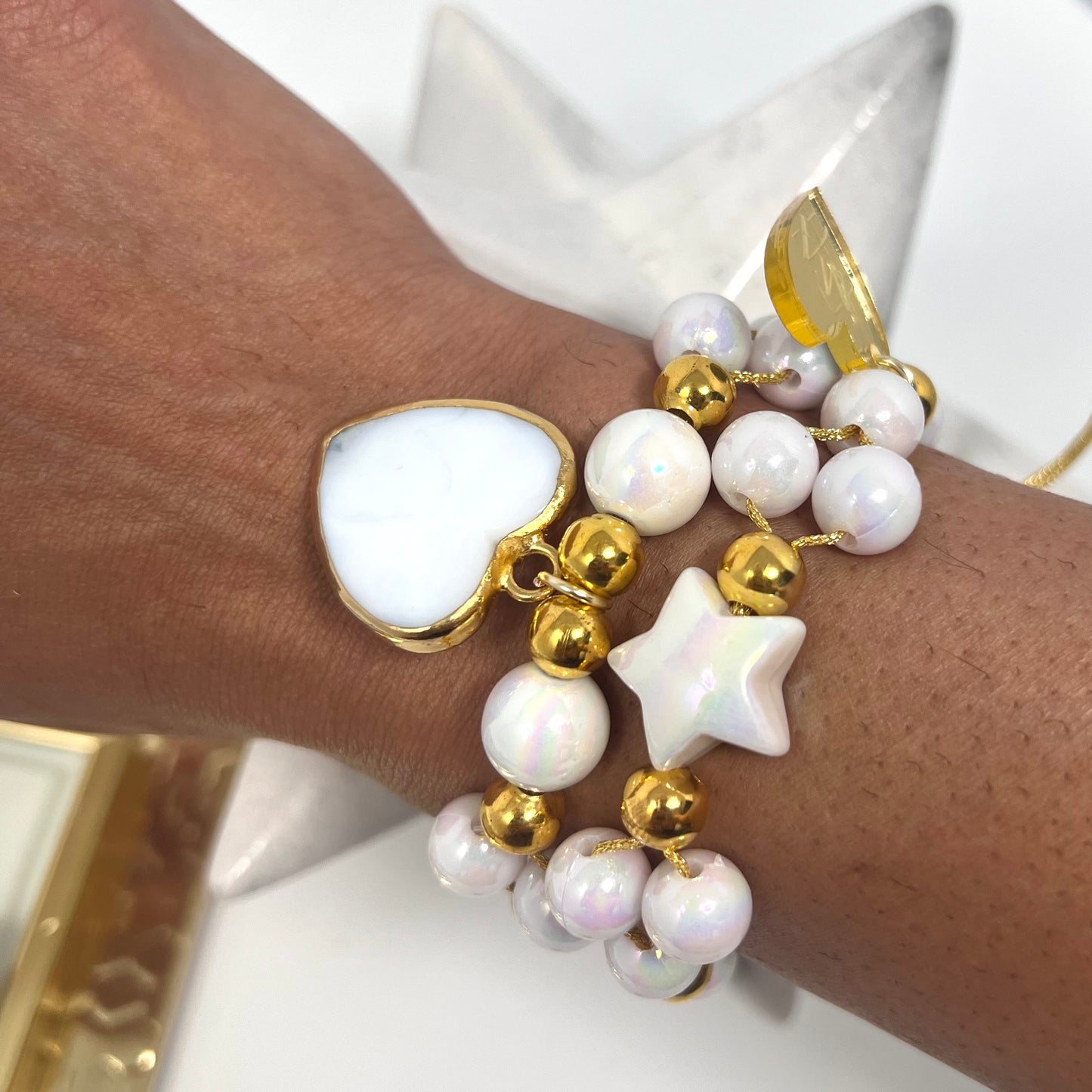Handmade beads bracelet sets with Heart pendant