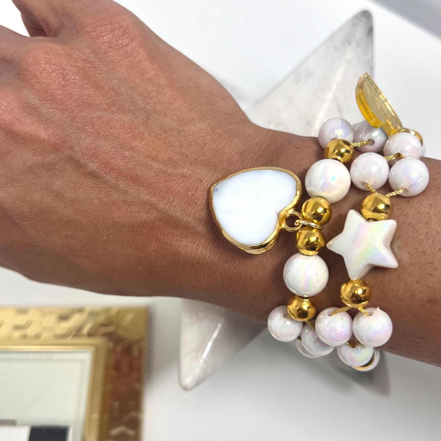 Handmade beads bracelet sets with Heart pendant