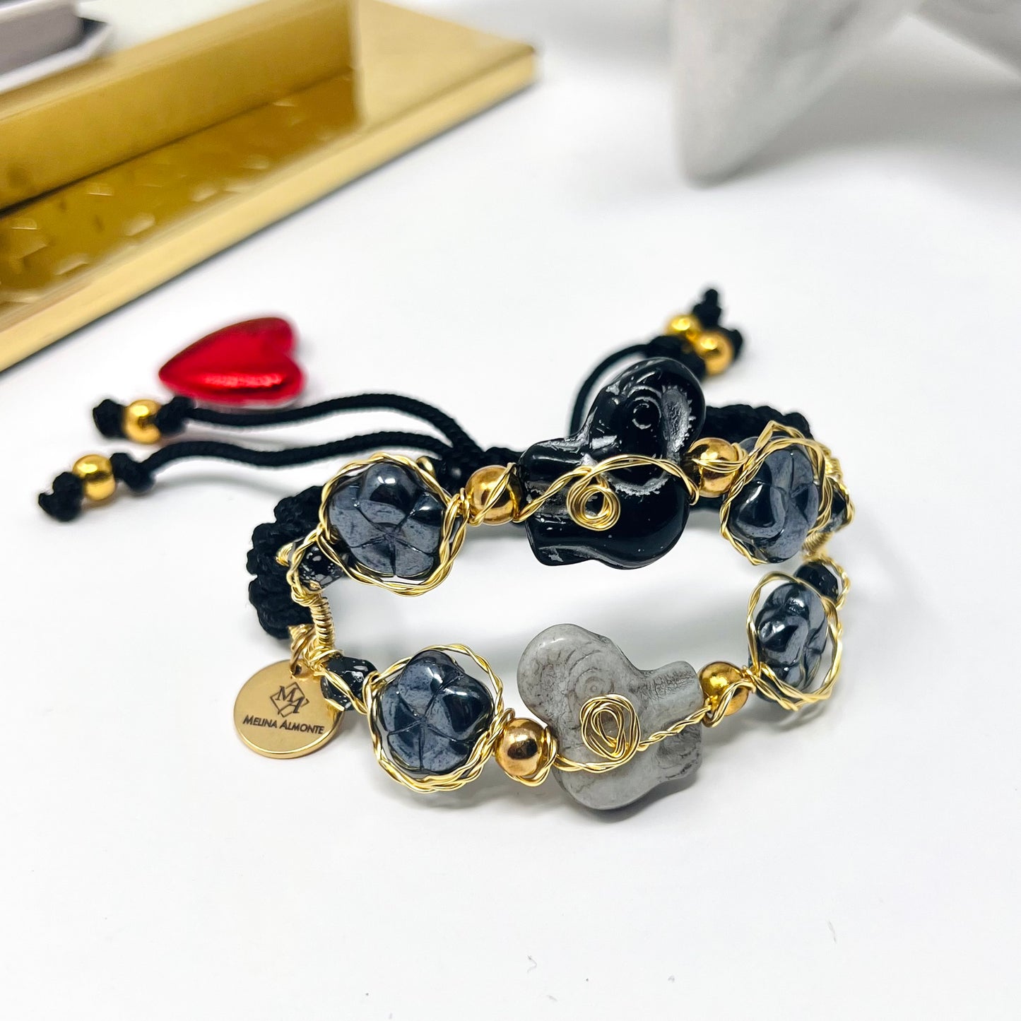 Czech Elephant glass beads bracelet