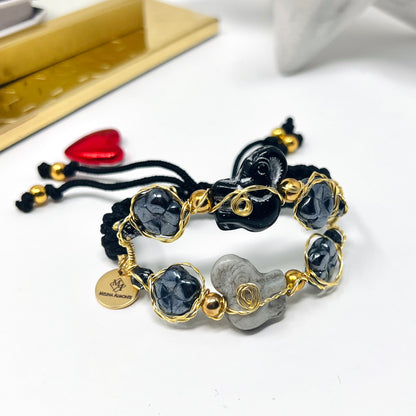 Czech Elephant glass beads bracelet