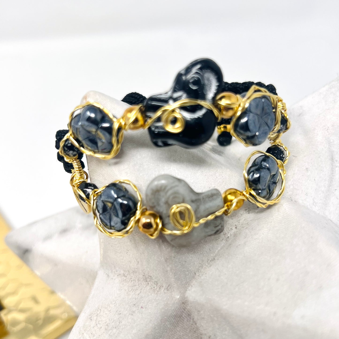 Czech Elephant glass beads bracelet