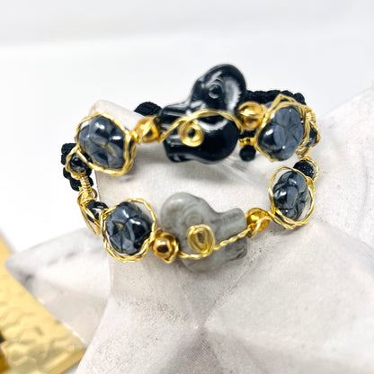 Czech Elephant glass beads bracelet