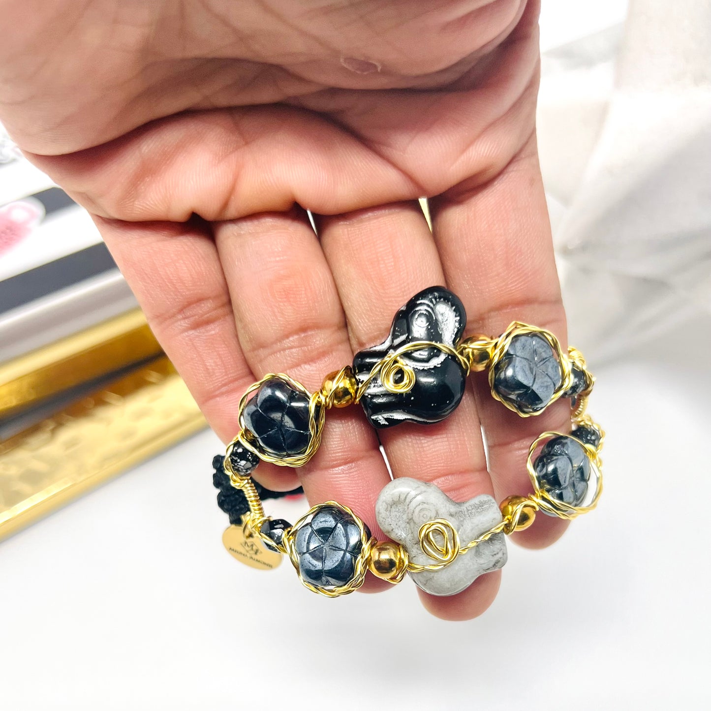 Czech Elephant glass beads bracelet