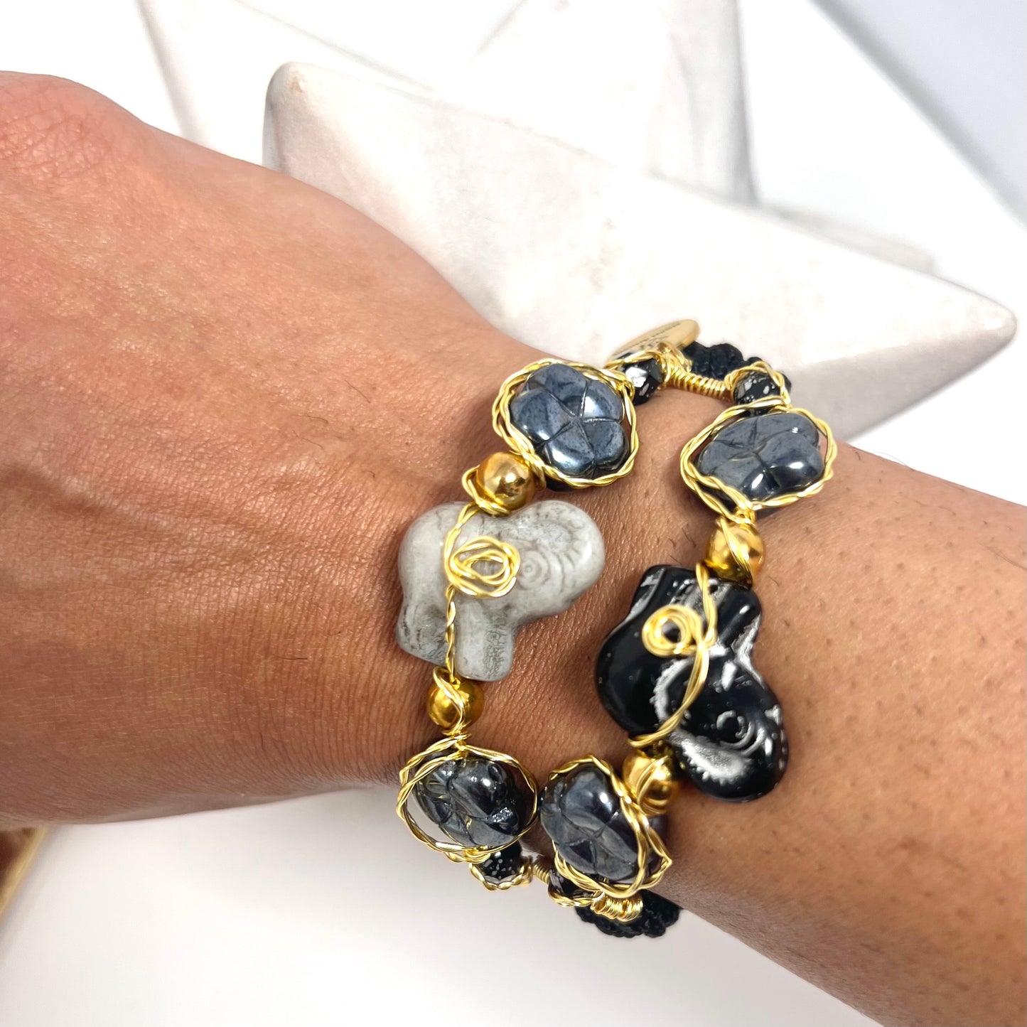 Czech Elephant glass beads bracelet