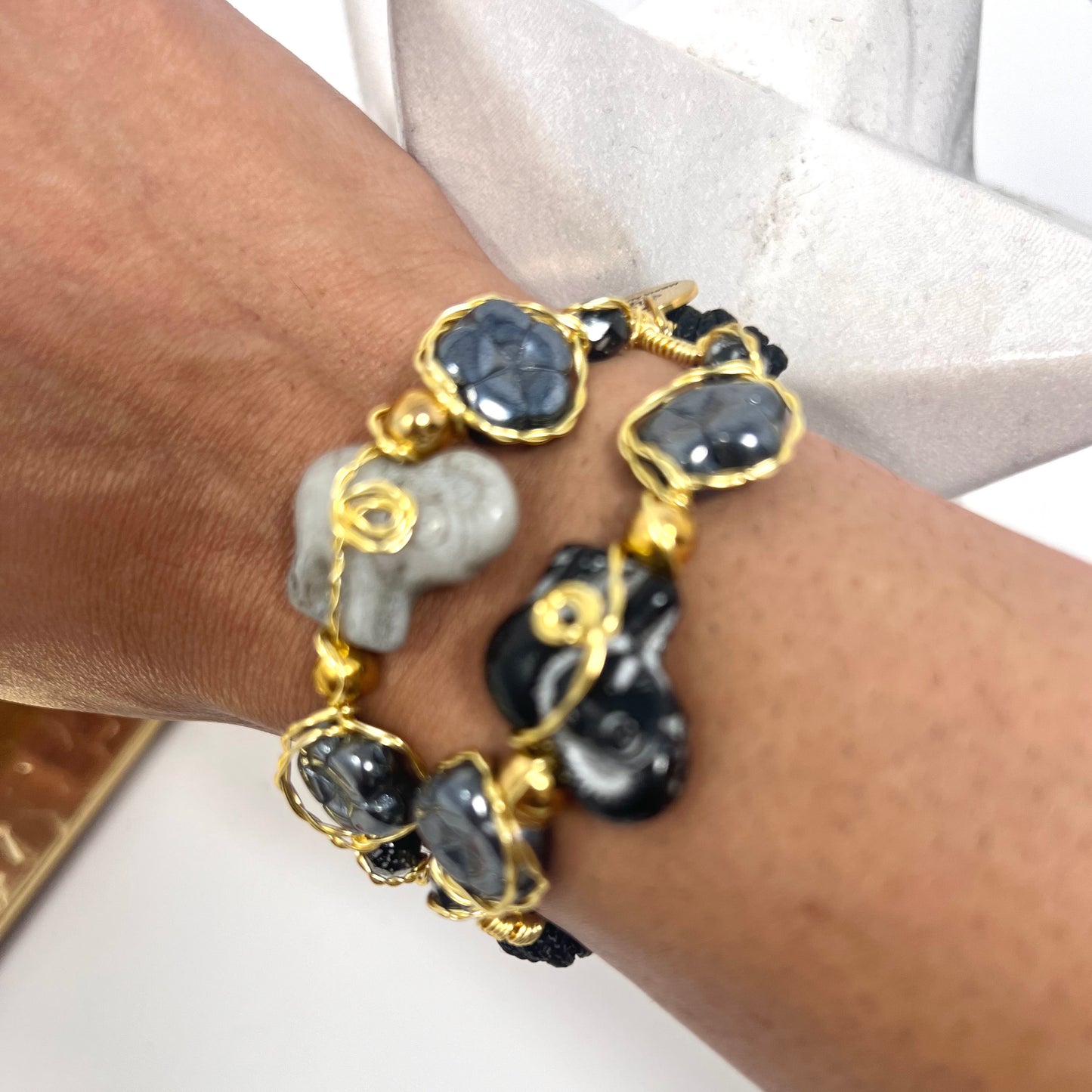 Czech Elephant glass beads bracelet