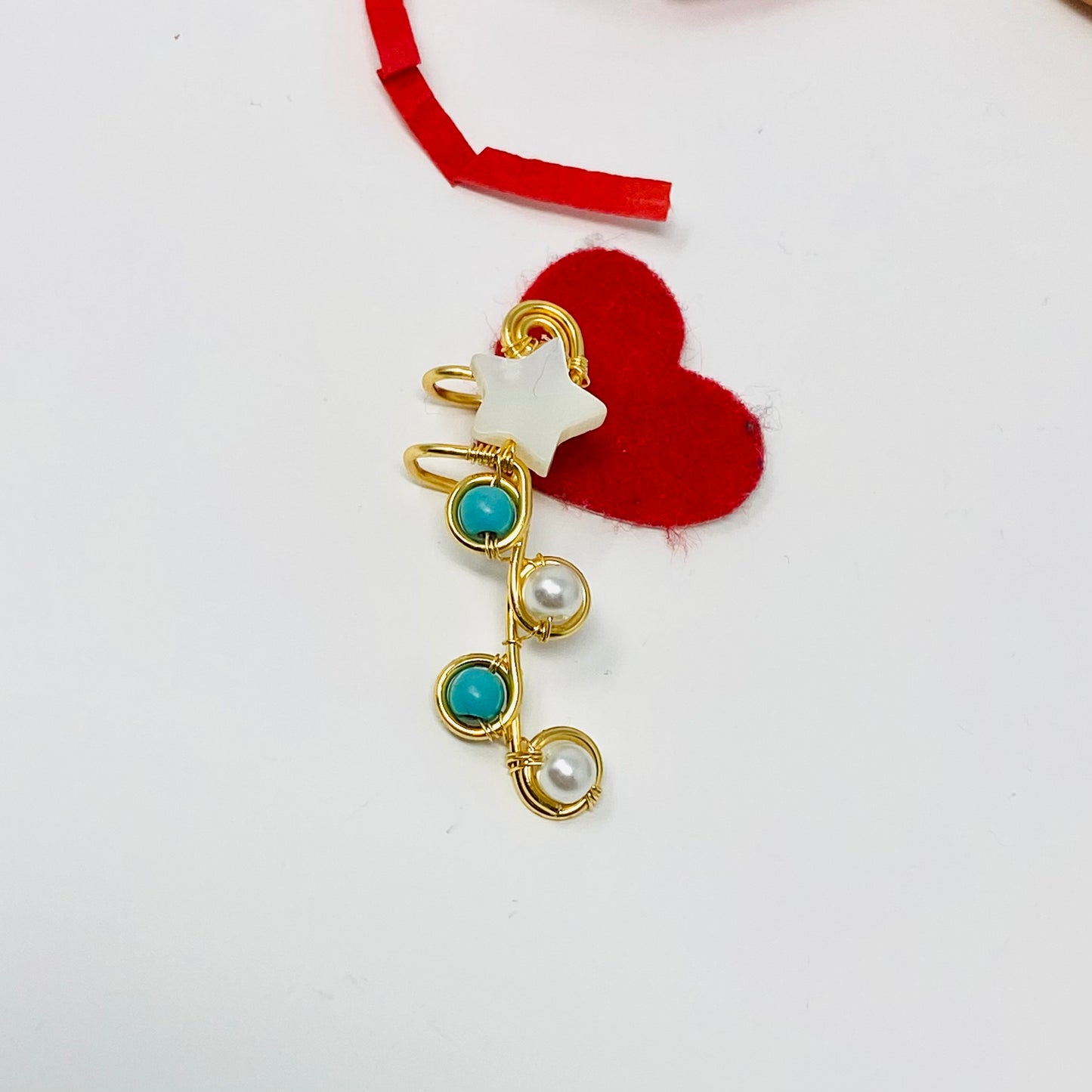 Turquoise Ear cuffs, Ear Cuff, Ear Climber, Ear cuff no piercing, turquoise earrings, cartilage earrings, gold ear cuff, Ear Jacket