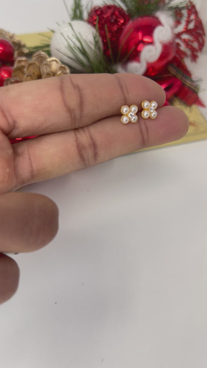 Tiny Flower Pearl Earrings Stainless Steel, Dainty Earrings For Women,