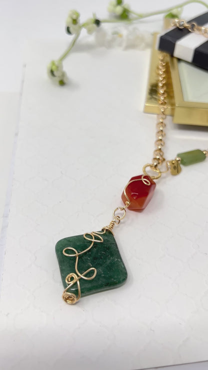 Gemstone Handmade Gold Plated Necklace For Women