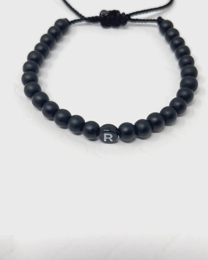 Initial Bracelet men, Personalized Bead Bracelet, Christmas gift for Boyfriend, Couples gift bracelet, Custom gift, Black bracelet