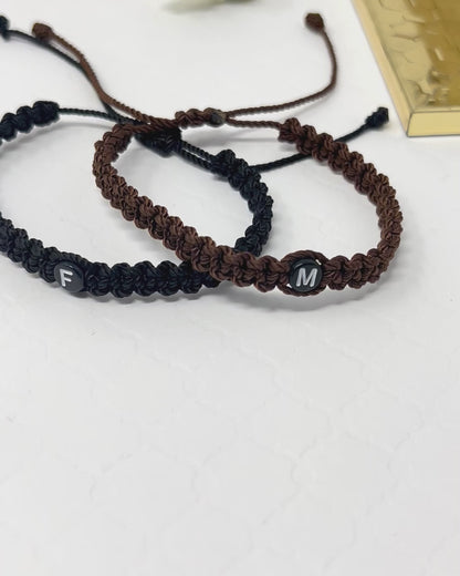 Custom initial Men Bracelet, Personalized name word Bracelet, couples bracelet, woven braided bracelet, fathers gift for him & boyfriend