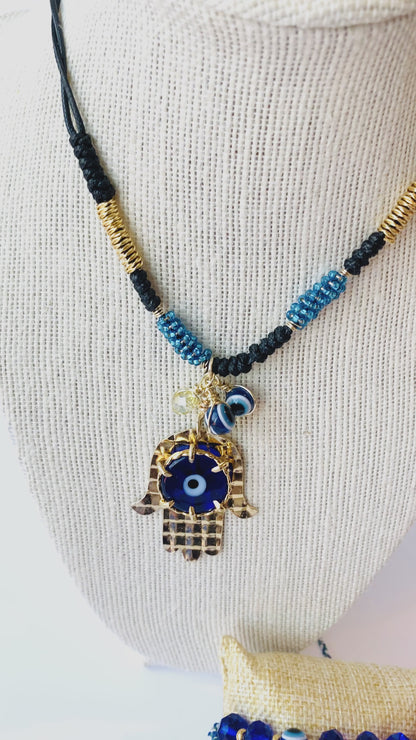 Evil Eye Hand Of Fatima Necklace Adjustable