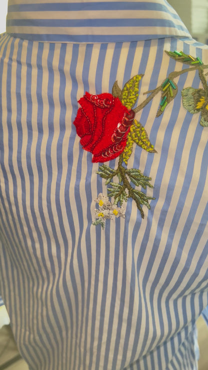 Embroidered Flower Blouses, Hand Embroidered  Floral Shirt, Clothing For Women,  Mexican Design Tshirt, Funny Summer Tshirt