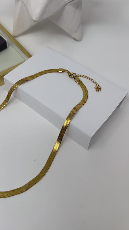 Gold snake chain, Snake chain necklace, Flat Herringbone Necklace, gold collar necklace, Stainless steel jewelry