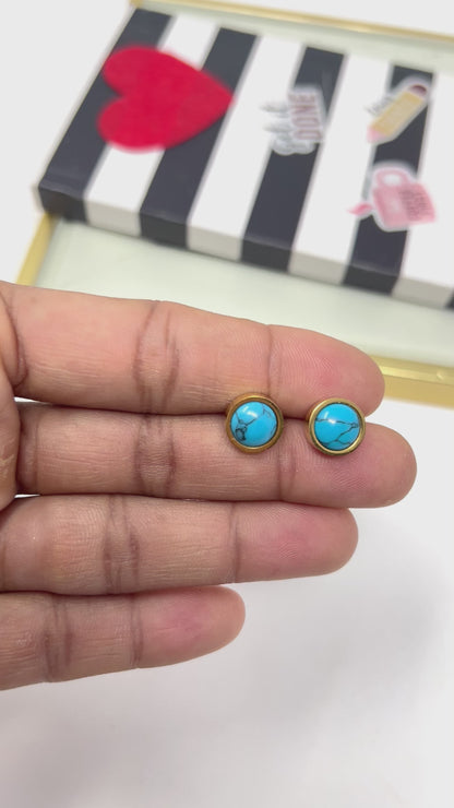Stainless Steel Turquoise Stud Earrings, Post Earrings, Dainty earrings For Women