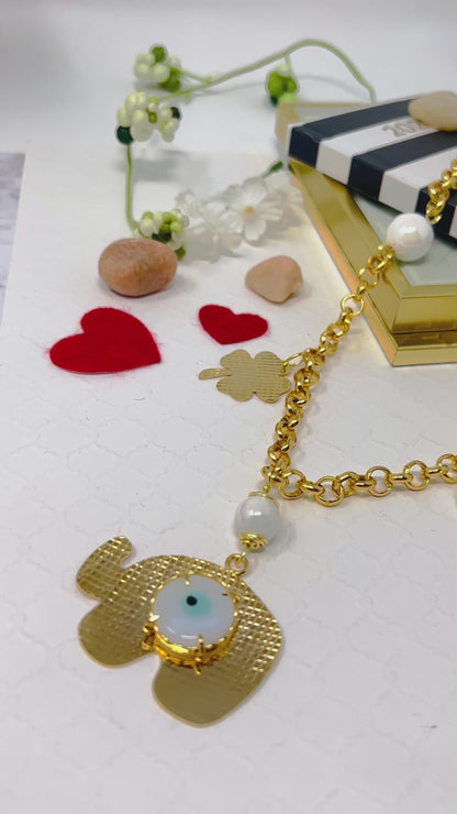 Gold Plated Elephant Pendant, Gold Necklace For Women, Gold Circle Chain