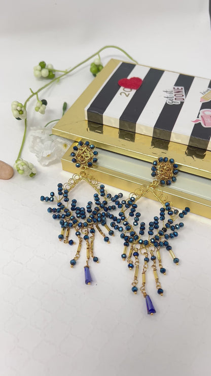 Handmade beaded earrings in gold plated for women