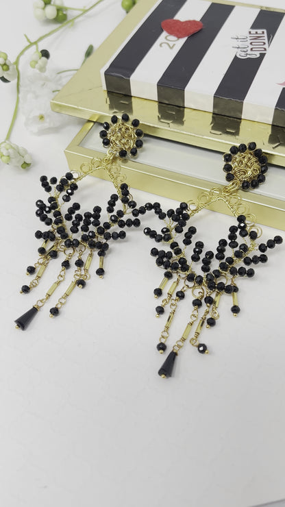 Handmade beaded earrings in gold plated for women