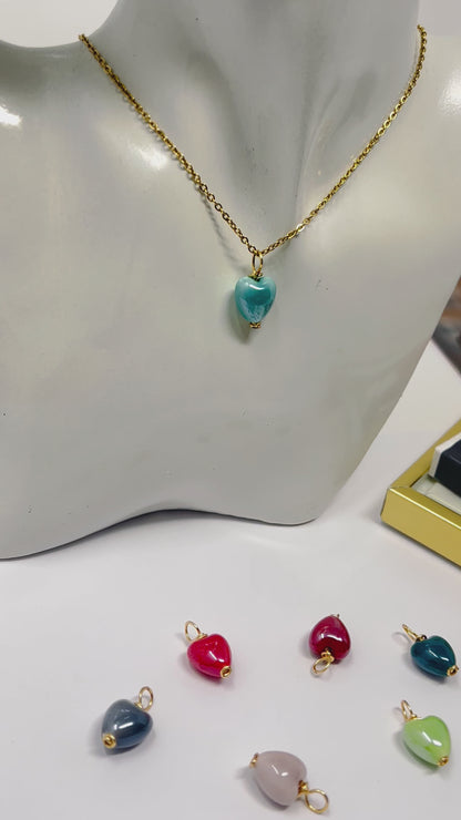 Heart Charm Necklaces, Dainty Gold Necklace, Stainless Steel Necklace, Necklace For Womens, Handmade Jewelry