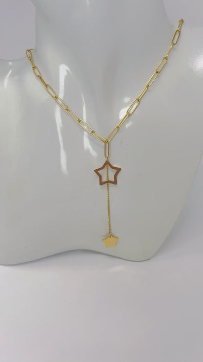 Stainless Steel Gold Stars Chain Necklace For Women