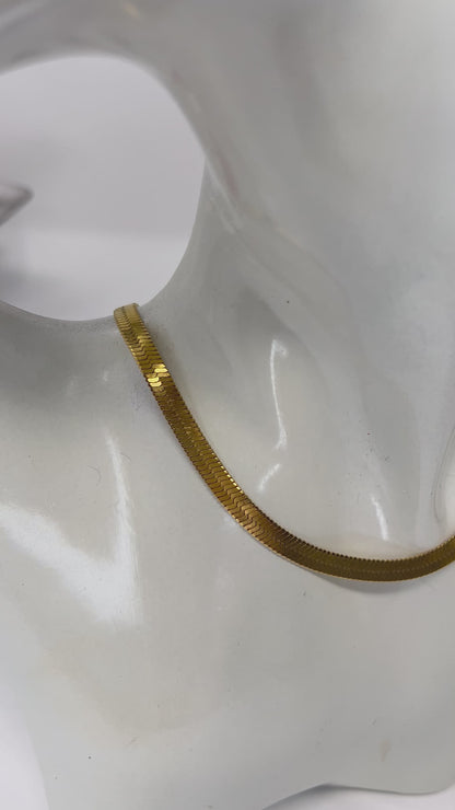 Gold snake chain, Snake chain necklace, Flat Herringbone Necklace, gold collar necklace, Stainless steel jewelry