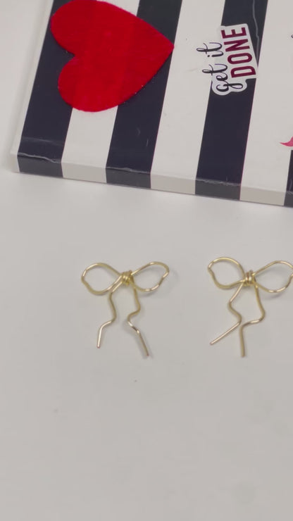 Bow Earrings |bow earrings, gold bow earrings, coquette jewelry, minimalist earrings, wire earrings, stud earrings, bows