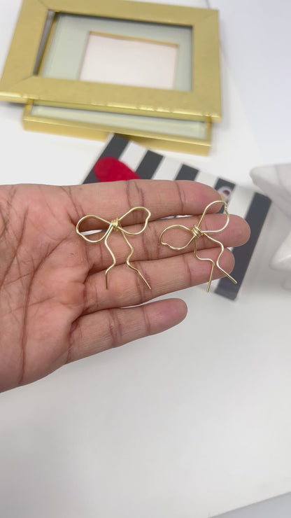 Bow Earrings |bow earrings, gold bow earrings, coquette jewelry, minimalist earrings, wire earrings, stud earrings, bows