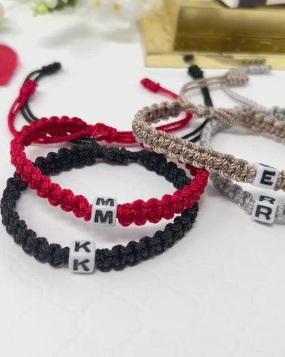 Custom initial Men Bracelet, Personalized name word Bracelet, couple bracelet, woven & braided bracelet, valentines gifts for him boyfriend